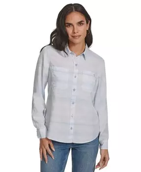 Классическая рубашка Petite на пуговицах спереди Calvin Klein Jeans, синий