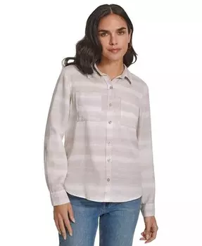 Классическая рубашка Petite на пуговицах спереди Calvin Klein Jeans, бежевый