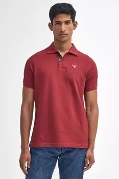 Классическая рубашка поло из 100% хлопка пике Barbour, красный