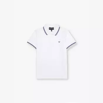 Классическая рубашка-поло из эластичного хлопка с логотипом 4-16 лет Emporio Armani, белый