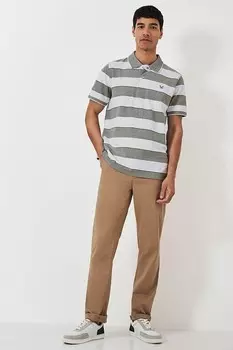 Классическая рубашка-поло из хлопка в зеленую полоску Crew Clothing Company, зеленый