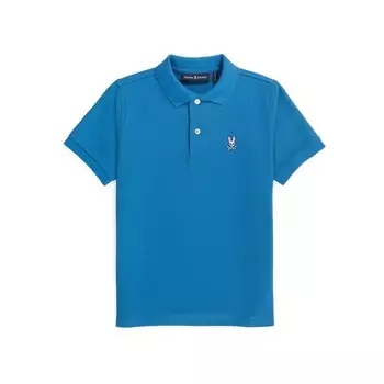 Классическая рубашка-поло из пике для детей Йельского синего цвета Psycho Bunny