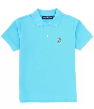 Классическая рубашка поло из пике с короткими рукавами Psycho Bunny Big Boys 7–20, синий