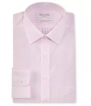 Классическая рубашка приталенного кроя с раздвинутым воротником в клетку Gold Label Roundtree & Yorke Big & Tall, розовый