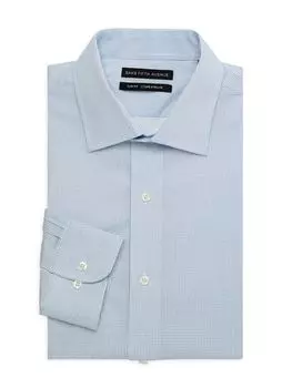 Классическая рубашка приталенного кроя в горошек Saks Fifth Avenue, синий