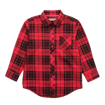 Классическая рубашка с длинными рукавами для мальчиков Leveret, цвет Plaid Black & Red