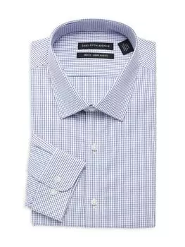 Классическая рубашка с отделкой в клетку Saks Fifth Avenue, темно-синий