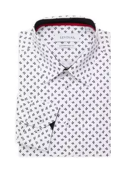 Классическая рубашка с принтом листьев современного кроя Levinas, цвет Black Leaf