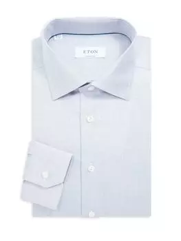 Классическая рубашка с текстурированной отделкой современного кроя Eton, синий