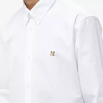 Классическая рубашка с вышивкой в виде головы лисы Maison Kitsune, белый