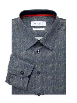 Классическая рубашка современного кроя с абстрактным принтом Levinas, цвет Green Mist