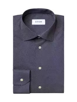 Классическая рубашка современного кроя в фирменный горошек Eton, синий