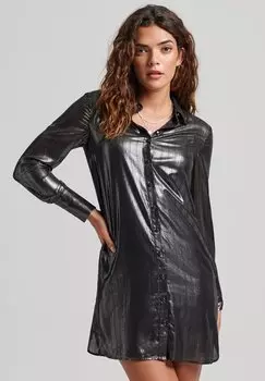 Классическая рубашка Superdry ИСКРА, черный серебристый металлик