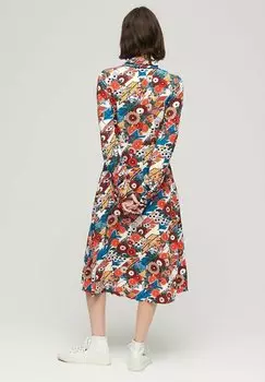 Классическая рубашка Superdry МИДИ С ПРИНТОМ, красный с диагональным цветочным принтом