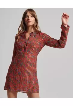 Классическая рубашка Superdry STUDIOS BUTTON FRONT, звездно-оранжевый принт