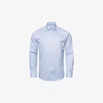 Классическая рубашка узкого кроя из хлопкового твила в деловую полоску Eton, синий