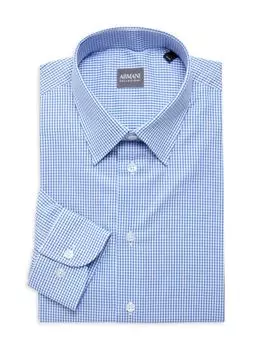 Классическая рубашка узкого кроя в клетку Armani Collezioni, синий