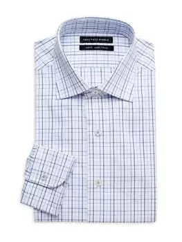 Классическая рубашка узкого кроя в клетку Saks Fifth Avenue, белый