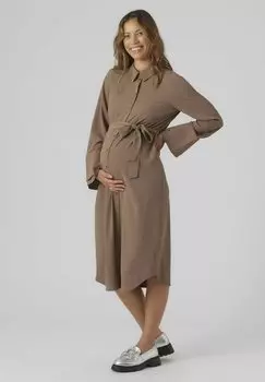 Классическая рубашка Vero Moda VMMPIXI LS CALF, цвет brown lentil