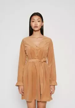 Классическая рубашка Vero Moda VMNINA BUTTON SHORT DRESS, цвет tobacco brown