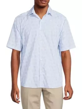 Классическая рубашка в клетку Bugatchi, цвет Sky