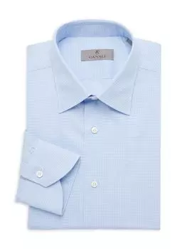 Классическая рубашка в клетку Modern Fit Canali, синий