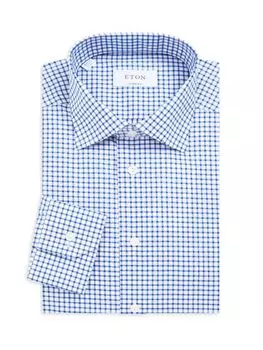 Классическая рубашка в клетку современного кроя в мелкую клетку Eton, синий