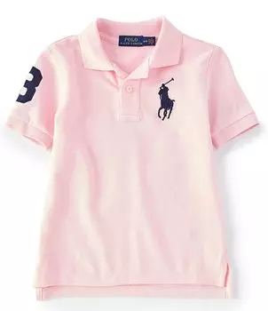 Классическая сетчатая рубашка-поло с короткими рукавами и логотипом Polo Ralph Lauren Little Boys 2T-7, розовый
