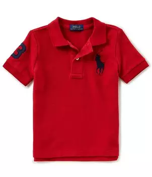 Классическая сетчатая рубашка-поло с короткими рукавами и логотипом Polo Ralph Lauren Little Boys 2T-7, красный