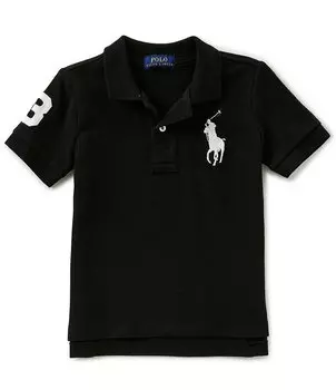 Классическая сетчатая рубашка-поло с короткими рукавами и логотипом Polo Ralph Lauren Little Boys 2T-7, черный