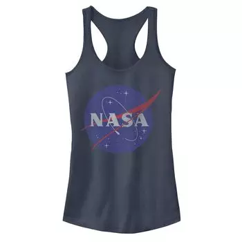 Классическая синяя майка с логотипом NASA для юниоров с потертостями на спине-борцовке Licensed Character