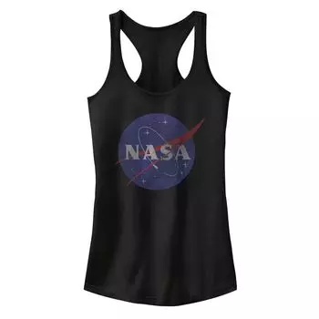 Классическая синяя майка с логотипом NASA для юниоров с потертостями на спине-борцовке Licensed Character, черный