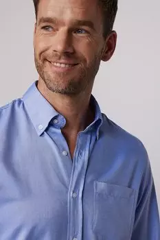 Классическая синяя мужская рубашка с длинным рукавом, прямым воротником и карманами на пуговицах TUDORS, синий