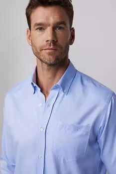 Классическая синяя мужская рубашка с длинным рукавом, прямым воротником и карманами на пуговицах TUDORS, синий