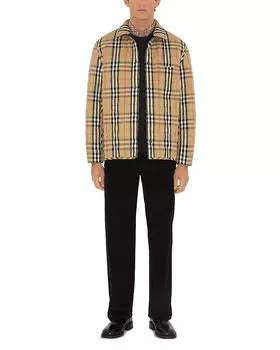Классическая стеганая двусторонняя куртка-рубашка из нейлона и хлопка Burberry, мультиколор
