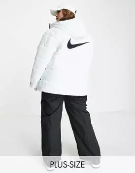 Классическая стеганая куртка с капюшоном Nike Plus белого цвета