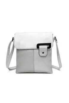 Классическая сумка через плечо из искусственной кожи темно-серого цвета с акцентной пряжкой Fontanella Fashion, серебро