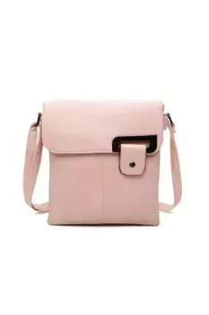 Классическая сумка через плечо из искусственной кожи темно-серого цвета с акцентной пряжкой Fontanella Fashion, розовый