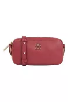 Классическая сумка из экокожи с металлическим логотипом Tommy Hilfiger, бургундия