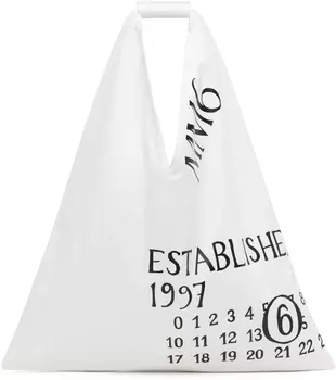 Классическая сумка-тоут с принтом «Established» из джерси MM6 Maison Margiela