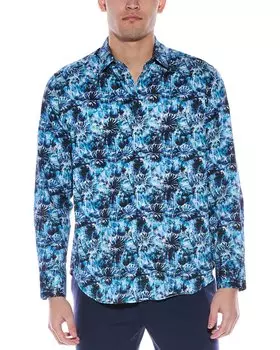 Классическая тканая рубашка Роберта Грэхема Флемминга Robert Graham, синий