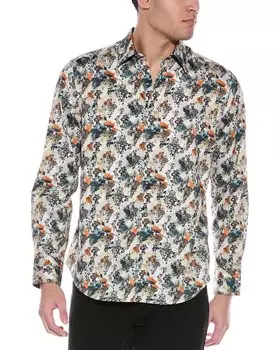 Классическая тканая рубашка Роберта Грэма Арнольда Robert Graham, бежевый