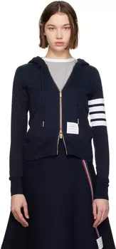 Классическая толстовка с капюшоном на молнии с петлевой спинкой Thom Browne