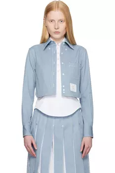 Классическая укороченная джинсовая рубашка с длинным рукавом Thom Browne, синий
