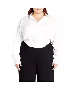 Классическая укороченная рубашка больших размеров CITY CHIC, слоновая кость/кремовый