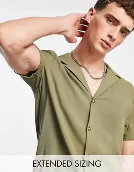 Классическая вискозная рубашка цвета хаки ASOS DESIGN