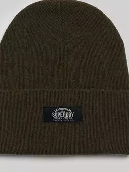 Классическая вязаная шапка-бини Superdry, оливково-зеленый меланж