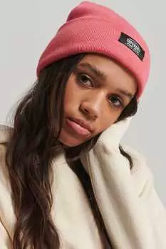 Классическая вязаная шапка-бини Superdry, розовый