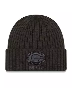 Классическая вязаная шапка Green Bay Packers Core для мальчиков графитового цвета с манжетами для мальчиков New Era