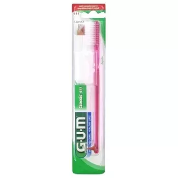 Классическая зубная щетка 411 с куполообразной щетиной средней формы Gum